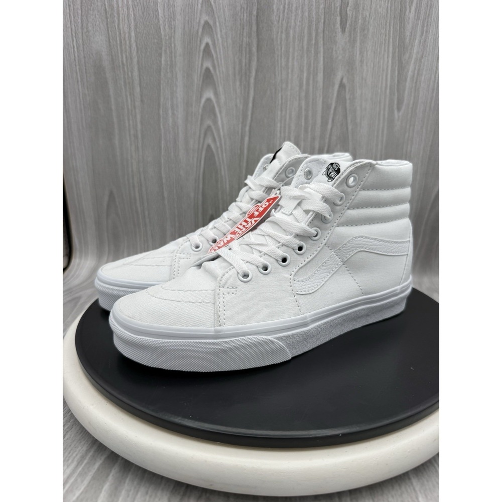 Vans Sk8-Hi True White Womens Size 9.5 Canvas Skateboard Sneakers Shoes